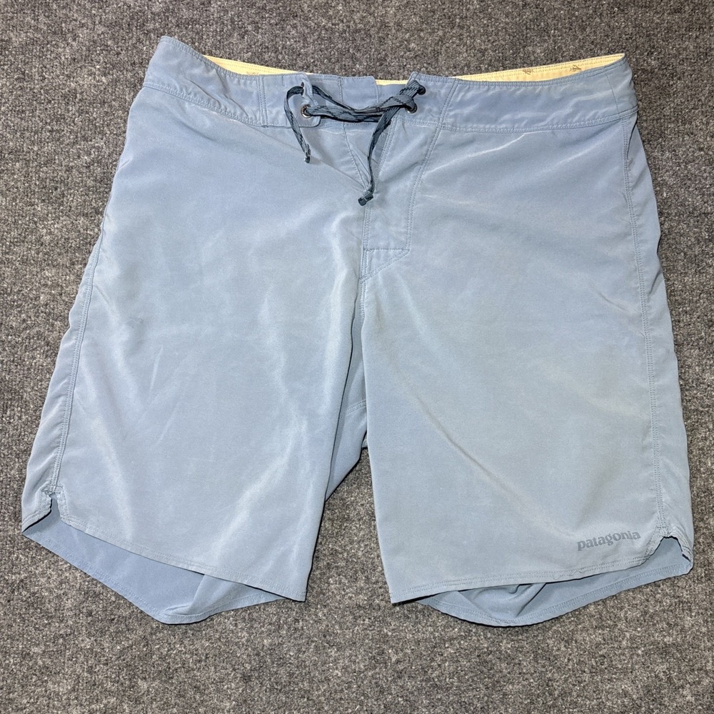 Patagonia Mens Board Shorts Hydropeak Volley 9" Sz 35 Blue Swim Surf Trunks